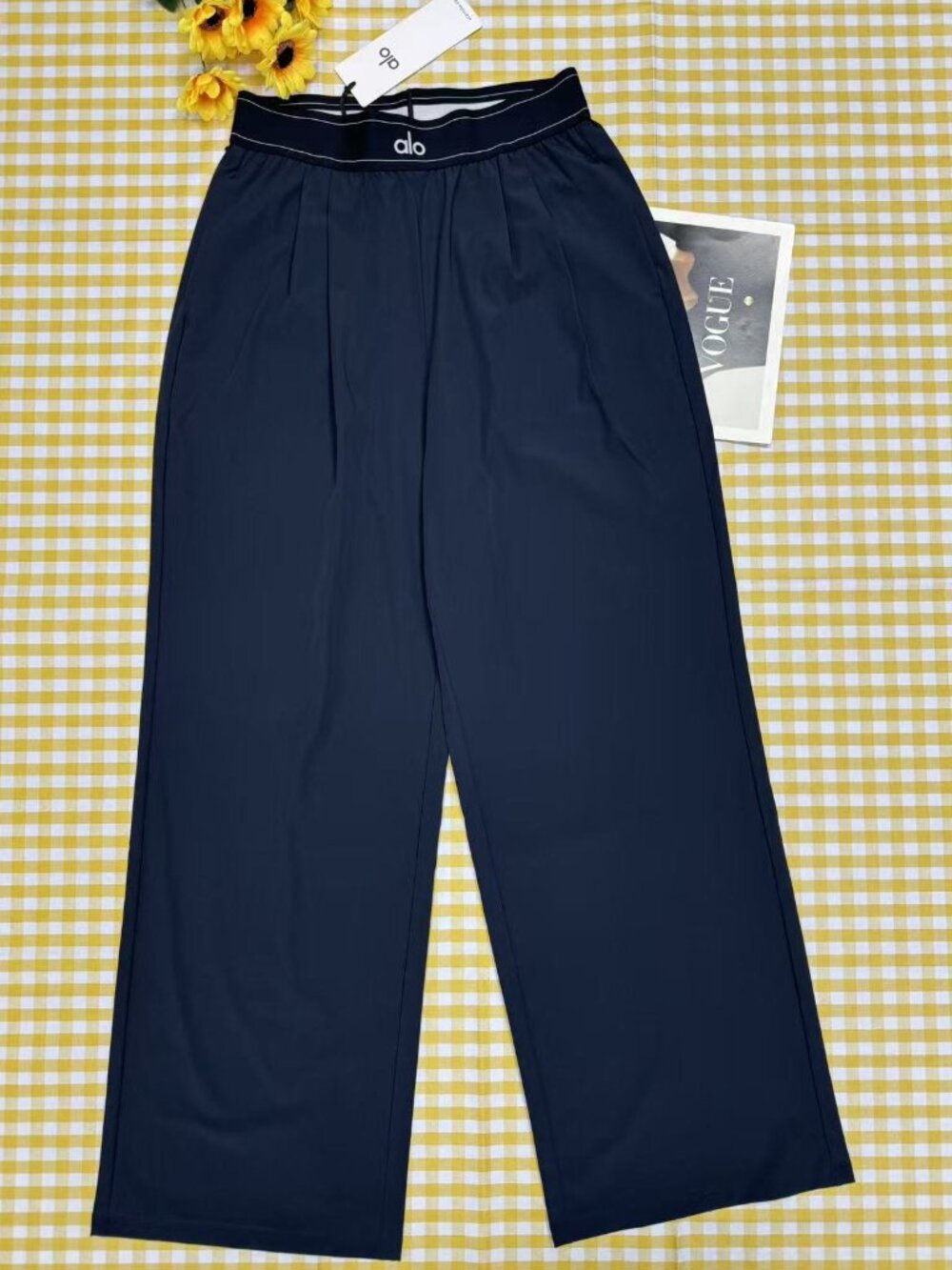 👜 NWT Alo Yoga Suit Up Trouser Navy ✨ Relaxed Wide Leg Pants Regular length - Picture 2 of 9